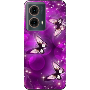 Силиконовый чехол SMTT для Motorola Moto G85 5G с картинкой Сиреневые бабочки