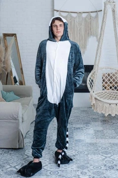 Піжама чоловіча кігурумі Kigurumi Лемур L сіра