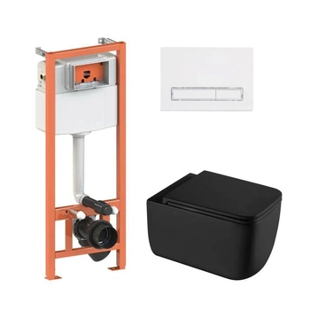 Комплект: Qtap Gemini Ultra Quiet унітаз підвісний QT2533076EUQMB + Nest комплект інсталяції 4в1 (Кавіша White)