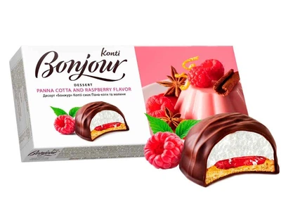 Десерт КОНТІ "Bonjour" Konti смак Пана-коти та малини 232г