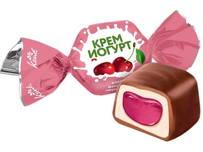 Цукерки КОНТІ 1кг "Крем-йогурт" смак вишня-черешня