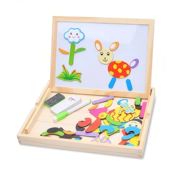 Детская игрушка Tree Toys Деревянная магнитная доска с пазлами и для рисования (MD-0815-1)