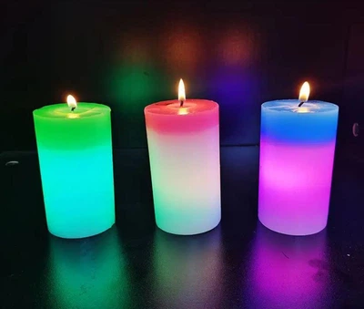 Набор восковых свечей 3шт Mood Magic с настоящим пламенем и LED подсветкой