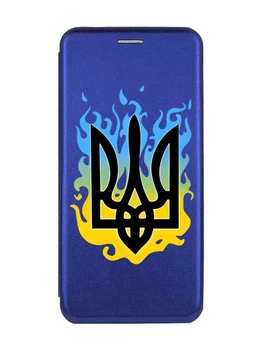 Чехол-книжка с рисунком для Xiaomi Redmi 13C/Poco C65 Синий :: Тризуб Пламя (принт 257)