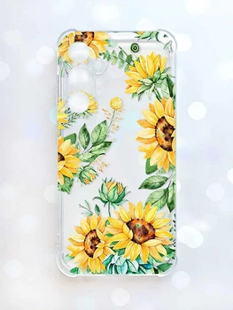 Прозорий чохол з потовщеними кутами на Samsung Galaxy A37 Соняхи (принт 288)