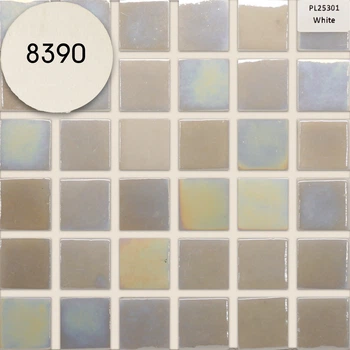 Мозаїка АкваМо біла, блакитна PL25301 White 31.7х31.7 скляна для ванни, душової, басейну за 1 ШТ