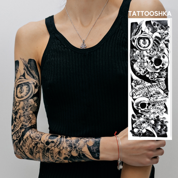 Тимчасовий водостійкий тату рукав TATTOOSHKA "Черепи" AC-021