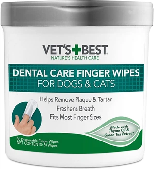 Салфетки Vet's Best Dental Care Finger Wipes для догляду за ротовою порожниною 50 шт