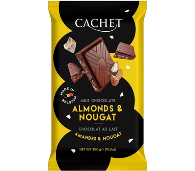 Молочний шоколад Cachet з мигдалем та нугою 300г