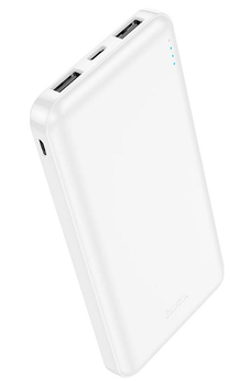 Портативний зарядний пристрій Power Bank Hoco J100 (10000 mAh) / вхід Type-C та Micro-USB (5V / 2A) / вихід два USB-A (5V / 2.1A) / LED індикатор / (білий)