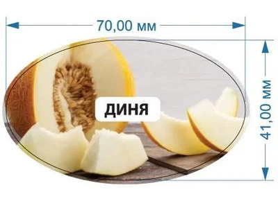 Стикер "Дыня" 70 мм х 41 мм 20 шт