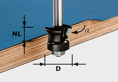 Фреза для зняття фаски/пригонки HW S8 D24/0° +45° хвостовик 8 мм Festool 491026