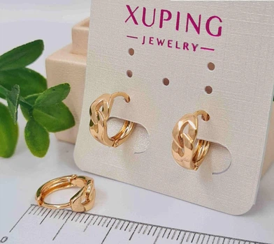 Серьги кольца "Звена", диаметр 1,3см, Xuping 18К