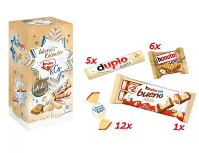 Адвент-календар із солодощаими Kinder & Co White, 295 г