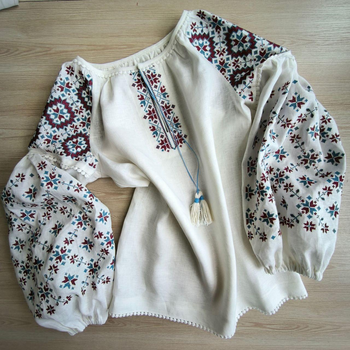 Вышитая льняная рубашка женская 2XL белый (0152)