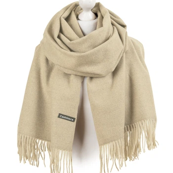 Жіночий кашеміровий, елегантний шарф, теплий, зимовий Fanabella Cashmere бежевий 70 х 200 см (D23Nr12)