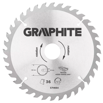 Диск для пилки Graphite 185 x 30 мм 57H664 (5902062576644)