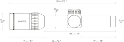 Приціл оптичний Hawke Frontier 30 1-6x24 прицільна сітка Circlel Dot з підсвічуванням