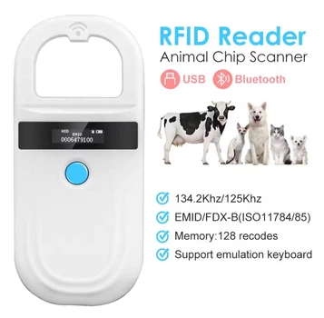 Ветеринарный считыватель чипов: RFID сканер 134.2KHz для домашних/сельскохозяйственных животных и птиц, кошек,собак