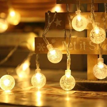 Гірлянда кришталевий мяч світлодіодна 50 led 5 метрів теплий колір warm 2 режима 3 x АА лед