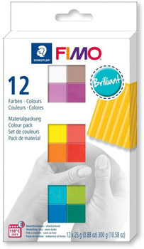 Набор полимерной глины Fimo Soft Brilliant 12 цветов x 25 г (4007817053416)