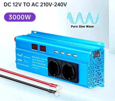 Инвертор FOVAL 3000W, инвертор с 12 в 220 V Чистая, правильная синусоида, FOVAL Преобразователь напряжени 3 кв, синий