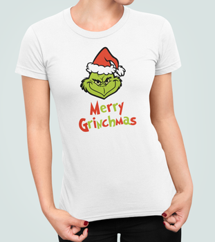 Жіноча Новорічна футболка Stedman з принтом Merry Grinchmas Гринч Викрадач Різдва Білий L
