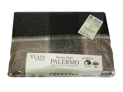 Плед шерстяной Vladi - Палермо №7 Sofa бело-песочно-касторовый 140*200 полуторный