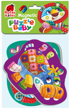 Puzzle z pianki magnetyczne Roter Kafer Baby puzzle Lew - Hipopotam 7 elementów (4820234760855)