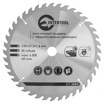 Диск пильный по дереву Intertool 230*22.23*1.6мм 40Т CT-3044