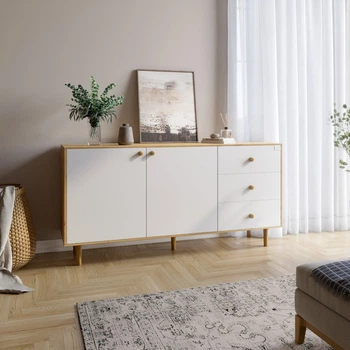 Комод LION Хюге-5 158,5×39×77 см, Дуб Артизан + Німфея Альба, з 5 висувними шухлядами та 2 дверцятами, комод для одягу, білизни та зберігання речей у спальню, вітальню, передпокій