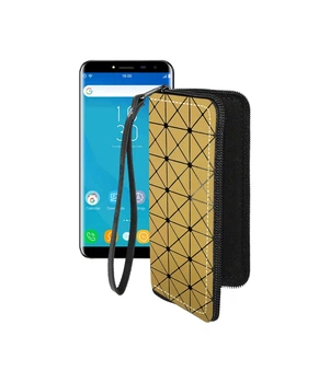 Чохол-гаманець з екошкіри для телефону Oukitel C8 Золотий ромб