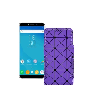 Чохол-книжка з екошкіри для телефону Oukitel C8 Фіолетовий ромб