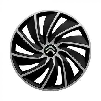 Автомобильные колпаки ARGO Turbo Silver&Black R15 4 шт. (с логотипом Citroen)