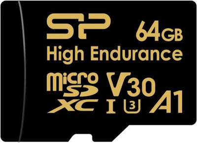 Карта памяти microSDXC, 64Gb, Silicon Power High Endurance, Class10 uhs-i u3 v30 a1, sd адаптер, до 100/80 МБ/с (sp064gbstxdv3v1hsp)