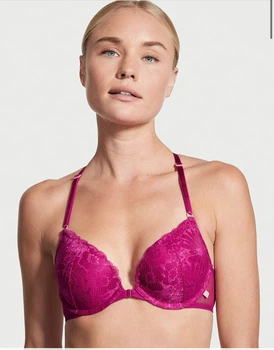Бюстгальтер жіночий Victoria's Secret Push Up 32 В колір рожевий мереживна спинка