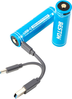 Аккумулятор Beston USB Type-C 18650, 3.7V 2500mAh, Li-Ion, 2 шт (AA620371)