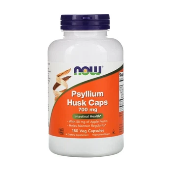 Псиліум Psyllium Huck Caps, Now Foods, лушпиння насіння подорожника, 700 мг, 180 капсул