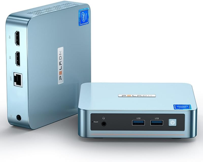 Мини ПК PELADN WI-4 / Intel Celeron N5095 / RAM 16GB / SSD 512GB / 2 x HDMI / LAN / Wi-Fi 5 / Bluetooth 4.2 / Windows 11 / Blue