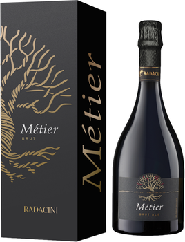 Вино ігристе Radacini Metier Brut біле брют 0.75 л 12.5% у подарунковій упаковці (4840267008717B_4840267009110)