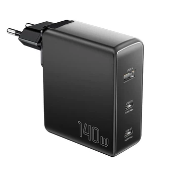 Зарядний пристрій Essager 140W MingQ GaN Hign Power Travel Charger 2 Type-C + USB A EU Black (ECT2CA-MQB01-Z)