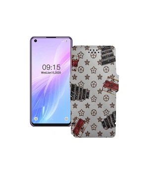 Чохол-книжка з екошкіри для телефону Oukitel C18 Pro Луї-Вітон-білий