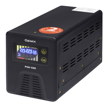 Источник бесперебойного питания Gemix PSN-500 500VA/300W 12V/220V 15А, 1xSchuko без АКБ Black (PSN-500)