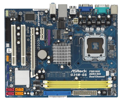 Материнская плата s775, ASRock G31M-GS (2xDDR2, Intel G31, PCI-Ex16x1, VGA, microATX) Б/У
