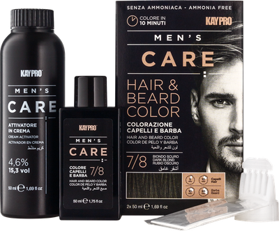 Набор для окрашивания волос и бороды Темный блондин KayPro MEN'S CARE для мужчин (ф 50мл + ок 50мл) 7-8
