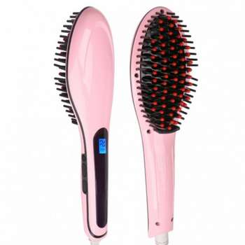 Электрическая расческа-выпрямитель утюжок для волос Fast Hair Straightener HQT-906 с LED дисплеем Pink
