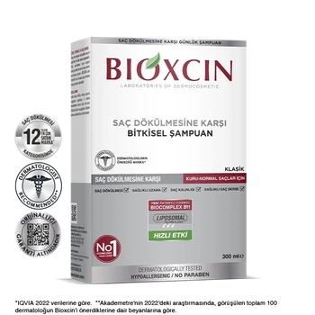 Класичний шампунь проти випадіння волосся для сухого волосся Bioxcin 300 мл с коробкой