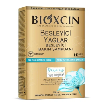Шампунь для догляду з живильними оліями Bioxcin NOURISHING OILS 9 flower oils vitamin B5 300 мл.