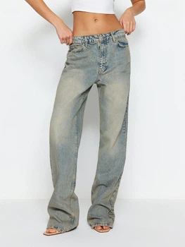 Джинси Baggy жіночі Trendyol TWOSS24JE00032 32 Блакитні (8683049368564)