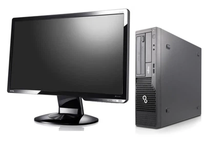 Комплект ПК Б-класс: Fujitsu Esprimo E500 E85+ SFF / Intel Core i3-2120 (2 (4) ядра по 3.3 GHz) / 8 GB DDR3 / 250 GB HDD / Intel HD Graphics 2000 / DVD-ROM + Монитор BenQ G2020HD / 20" (1600x900) TN / 1x DVI, 1x VGA / VESA 100x100 б/у